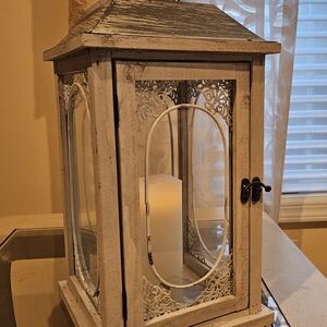 Vintage-Inspired Cream Lantern Candle Holder